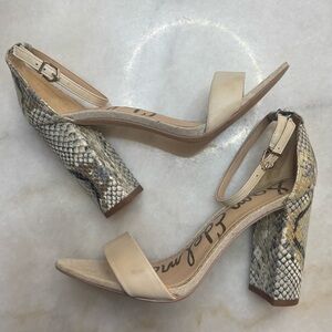 Sam Edelman Beige and Snakeskin Heels